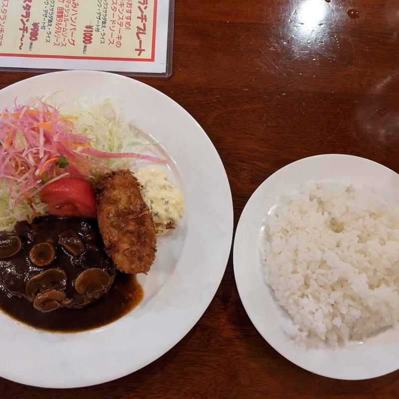 特製煮込みハンバーグマッシュルームソースマカロニクリームグラタン(オーレオーレ （Ole Ole）)