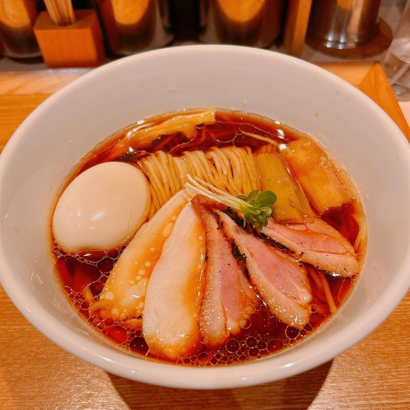 名古屋コーチンの鴨醤油らーめん(麺つむぎ蒲生)