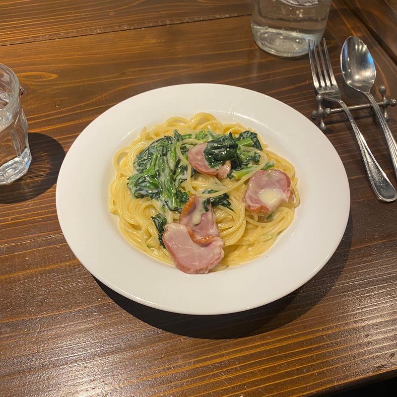 鴨肉とほうれん草のクリームソースパスタ(クオーレドーロ)
