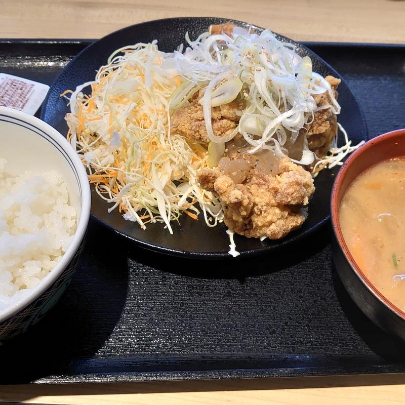 ねぎ塩唐揚げ定食　豚汁変更(吉野家 大井町駅西口店 )