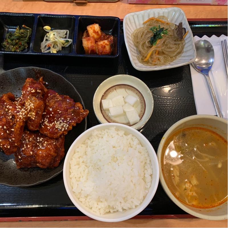 ヤンニョムチキン定食(扶餘(プヨ) 電力ビル店)