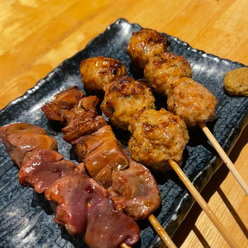 つくねとレバーの炙り(やきとりやさんあっ鶏)