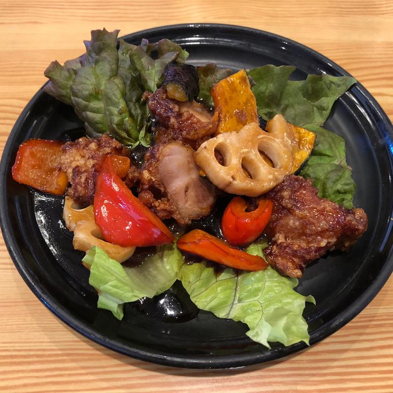 鶏と野菜の黒酢あんかけ（ランチの主菜）(とんでん 花畑店)