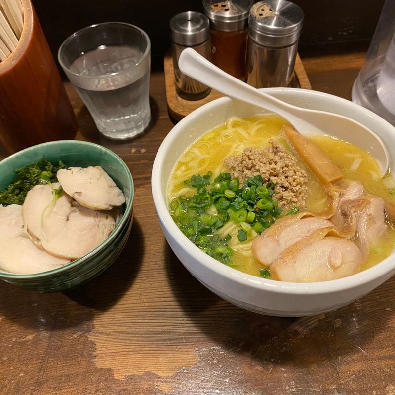 白湯ラーメン＋鳥飯(鶏の穴)