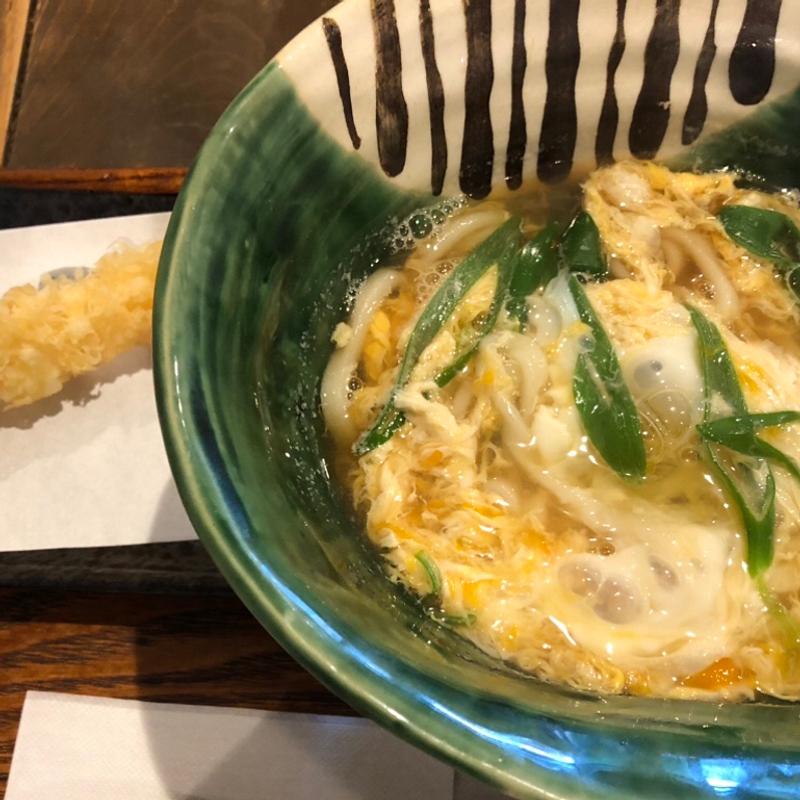 卵とじうどん海老天トッピング(うどん あおい)