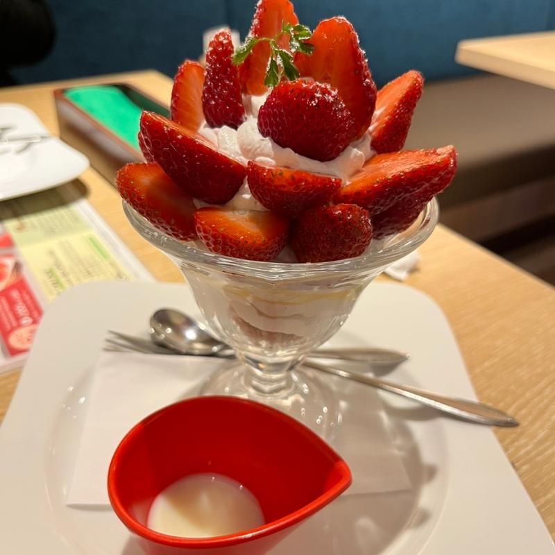 たっぷりフレッシュいちごパフェ(むさしの森珈琲 旭川大雪通店)