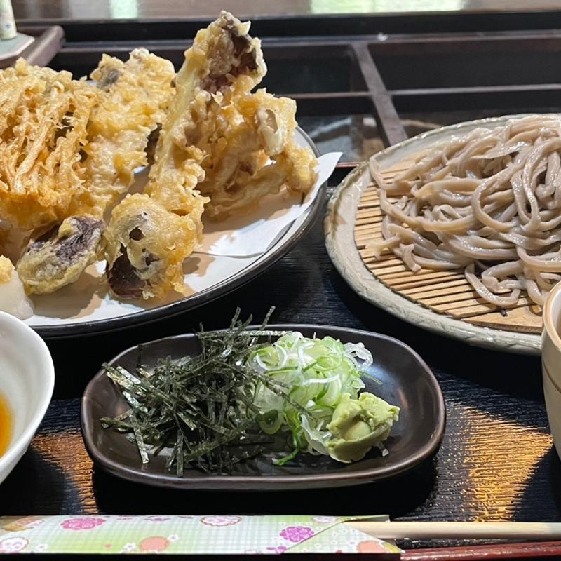 手打ちそばときのこ盛り合わせ天ぷら(きのこ茶屋 )