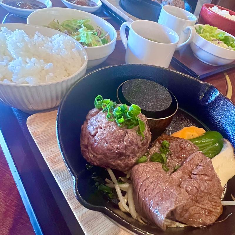 焼肉ハンバーグ&和牛赤身ランチセット(Meat Experts B団)