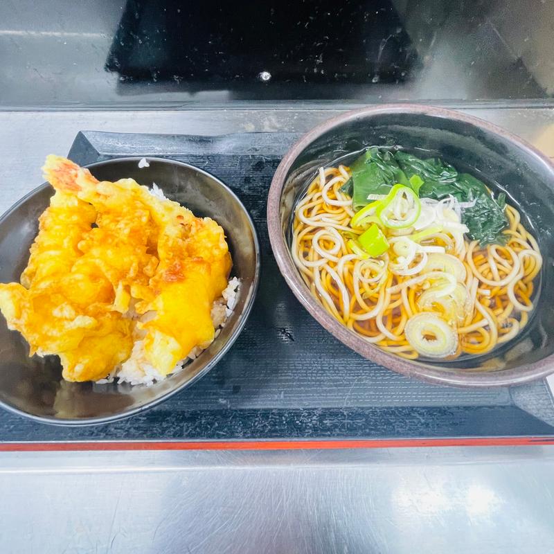 海老天丼そばセット(そば処 新田毎)