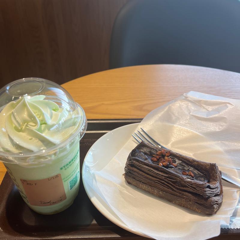 メロンフラペチーノ、チョコレート&ココアデニッシュ(スターバックスコーヒー ゆめモール西条店)