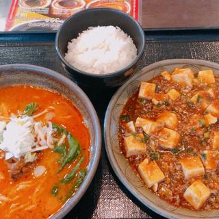 麻婆豆腐坦々麺セット