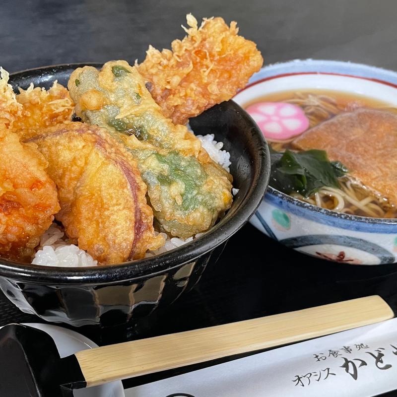 イカ天丼ときつねそば(角家)
