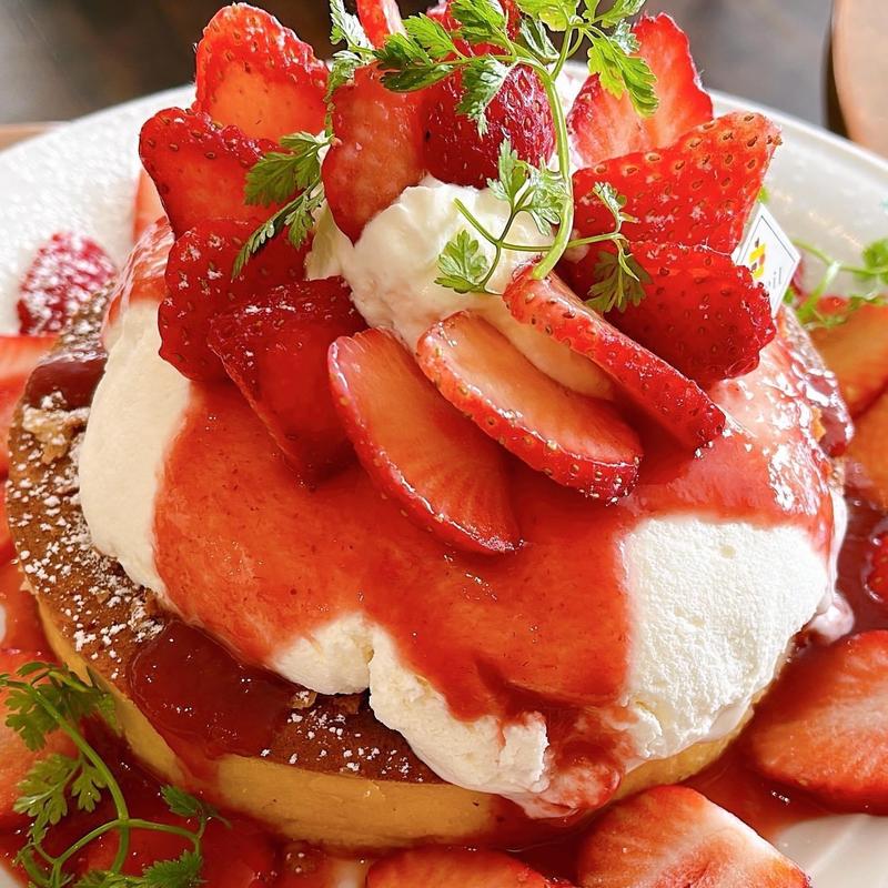 いちごとクレームダンジュのパンケーキ(カフェ アクイーユ 恵比寿)