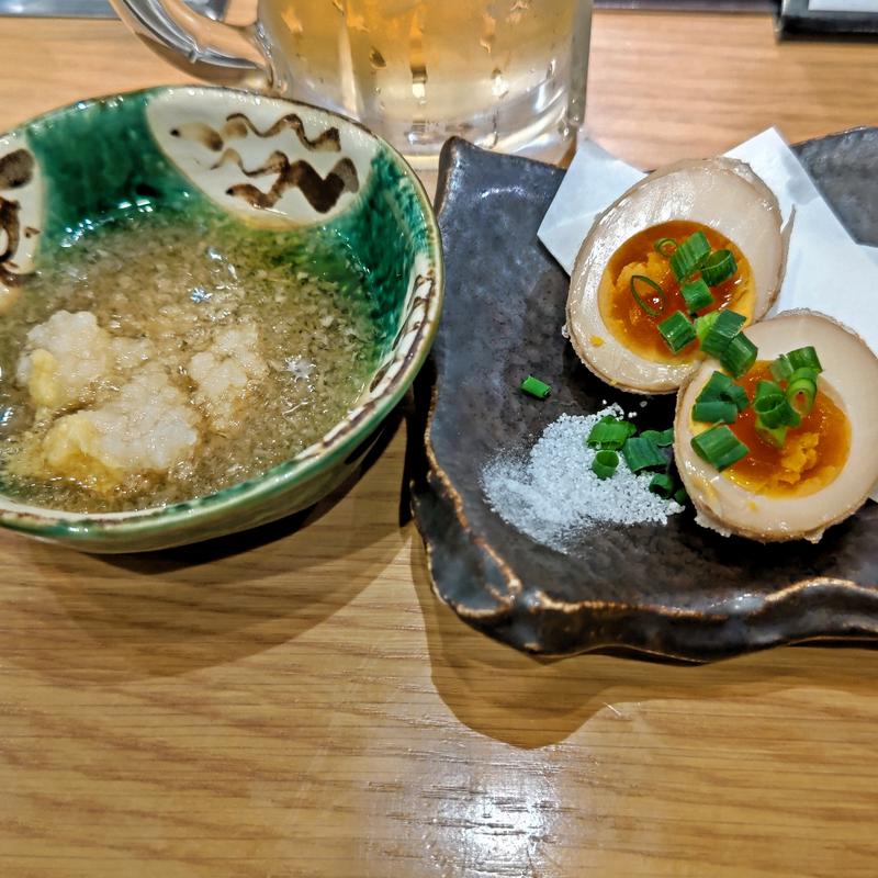 半熟煮玉子の天ぷら(魚と酒はなたれ 野毛五番街店)