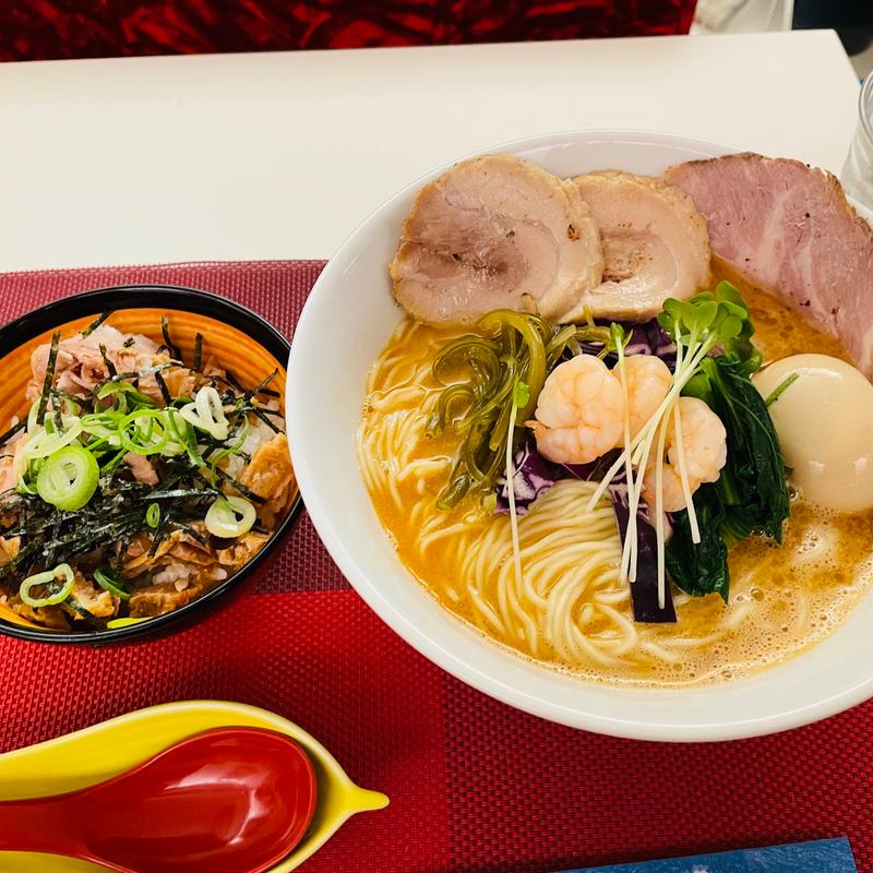 春の海老塩ラーメン＋チャーシュー丼(麺Louis)
