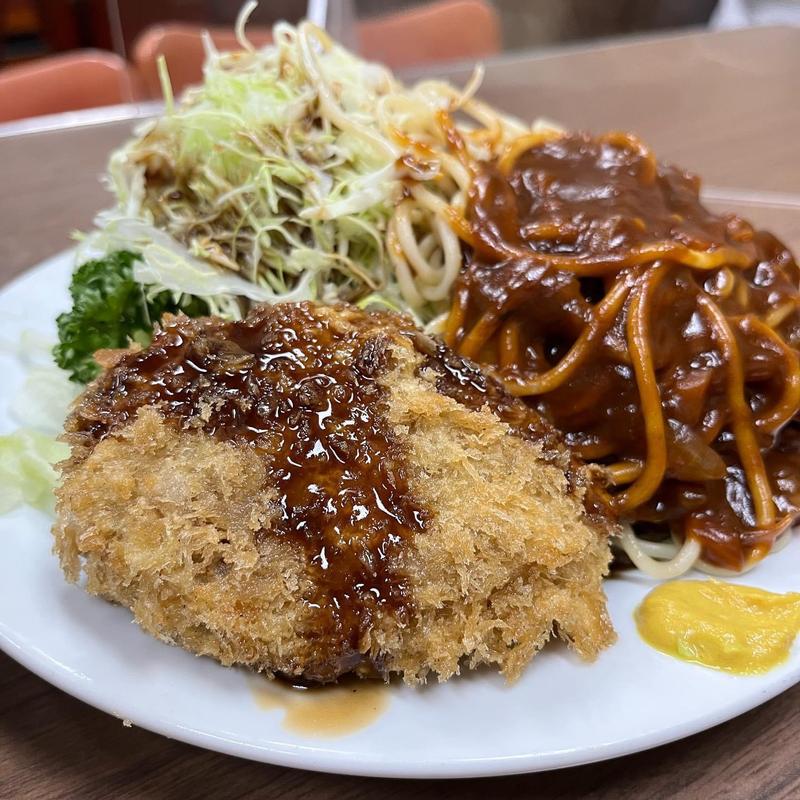メンチカツライス ミートスパゲティ(桃乳舎)