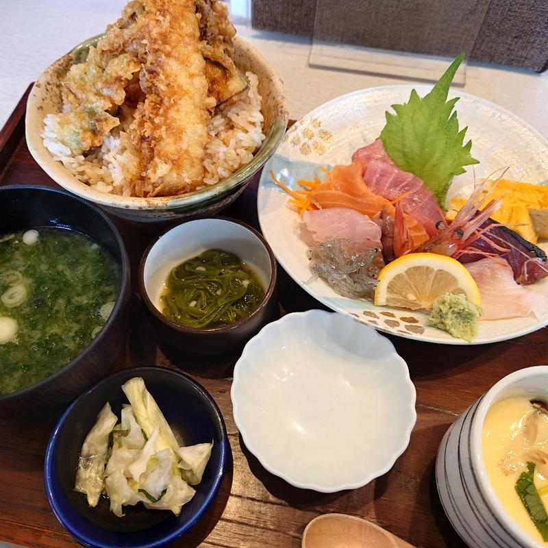 天丼と刺身定食(和食海鮮 ぎん)