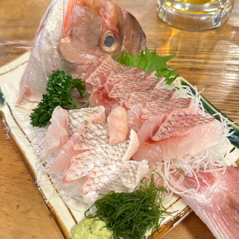 天然鯛の刺盛り(魚三酒場 富岡店)