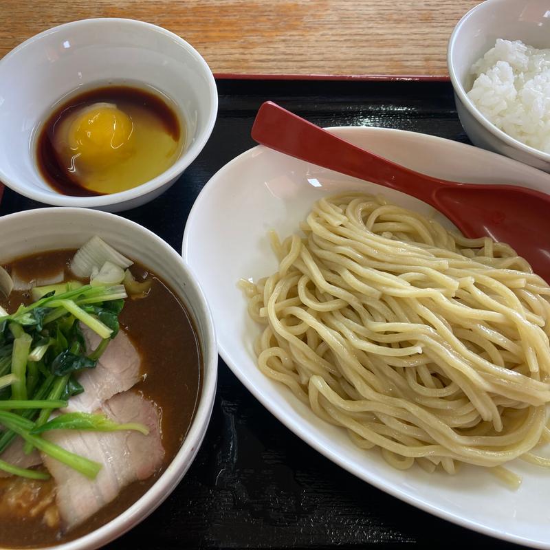 肉汁焼豚カレーつけ麺　タレ玉ライス(栃木中華そば 神志)