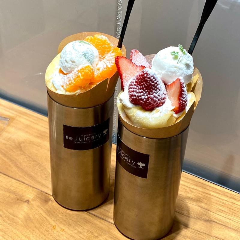 濃厚コクみかんとデコポンのクレープ(マルトメ・ザ・ジューサリー パフェテリア 心斎橋パルコ店)