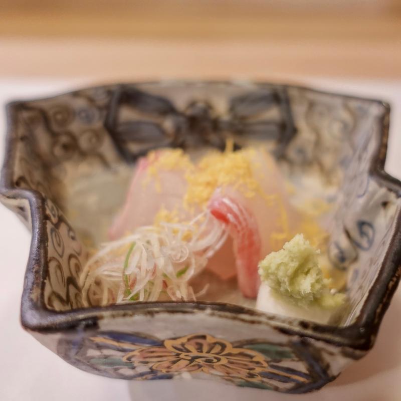 鯛の昆布締めカラスミがけ(ひろ作 （ひろさく）)