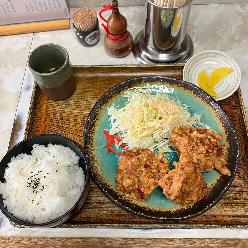 唐揚げ定食(手打ちうどんそば 宝仙)