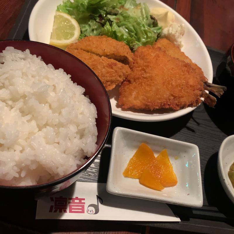 鯵フライ定食（メンチカツ付)(凛音 （りんね）)