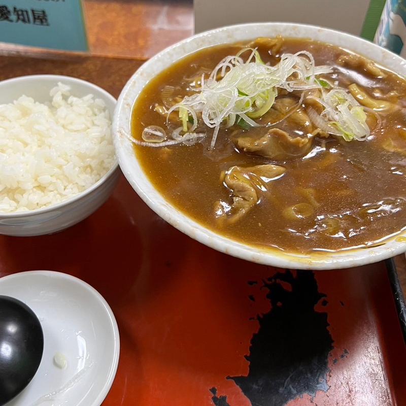 カレーうどん、半ライス(愛知屋)