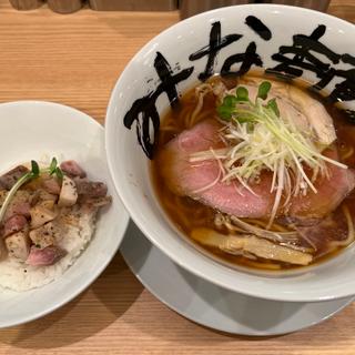 清め•染(しみ)醤油らーめん+炙りチャーシュー丼(みな麺 なんばウォーク店)