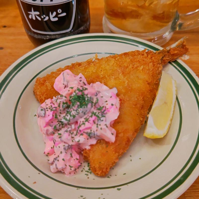 柴漬けタルタルのアジフライ(チャコールスタンド ベンテン)