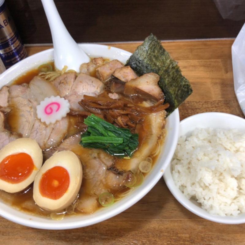 しょうゆチャーシューメン、味玉、ライス(オランダ軒(移転後))