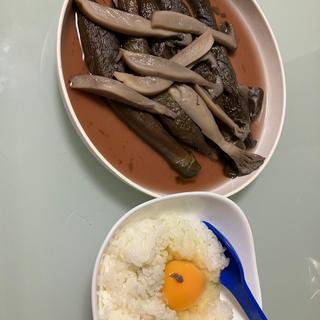 茄子とエリンギの煮物   卵かけご飯(ザ・ビッグ浜松葵町店)