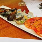 Prawns & calamar skewer montadito