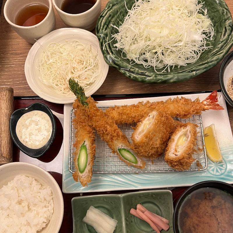 アスパラ彩り膳　ご飯少なめ(とんかつ新宿さぼてん グランエミオ所沢店)