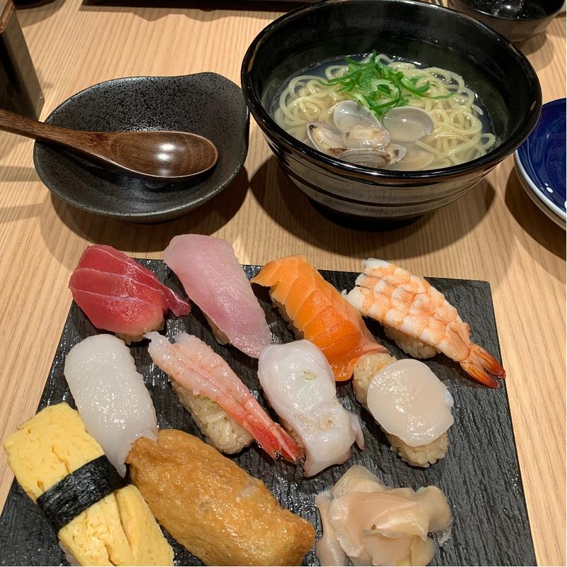 寿司・鯛出汁塩らーめんセット(鮨 酒 肴 杉玉 本町)