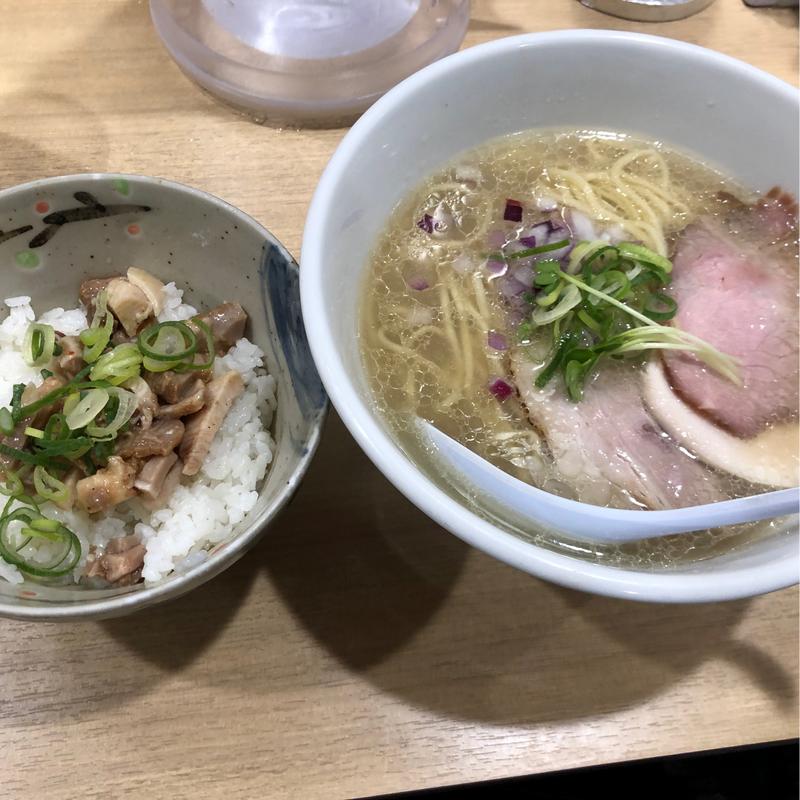 中華そば（塩）＋限定ごはん(貝麺みかわ)