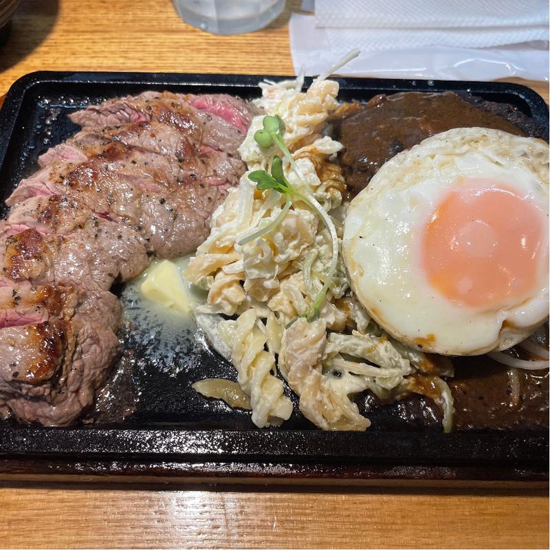 コンボセット　ステーキ&ハンバーグ並(肉めし かとう)
