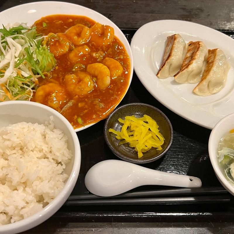 エビチリ定食(餃子の安亭高田馬場店)