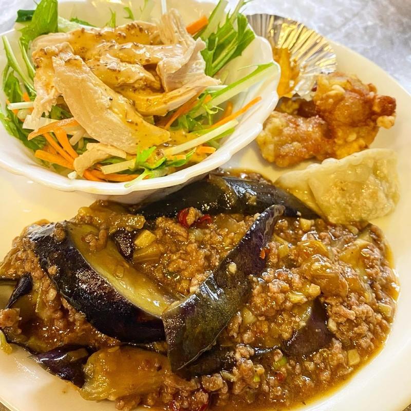 たっぷり茄子を入れた麻婆茄子(カントリーレストランスワン)