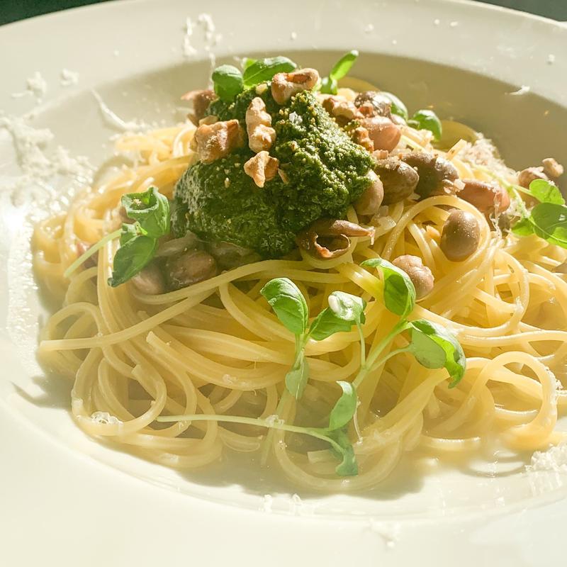 日本の大豆で『ズッパ・ディ・ジェノベーゼ』スパゲティ(KNOCK CUCINA BUONA ITALIANA 東京ミッドタウン店)