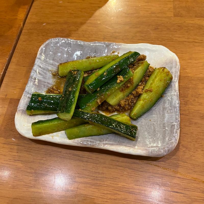 胡瓜とそぼろのピリ辛炒め(生そばあずま 長住店)