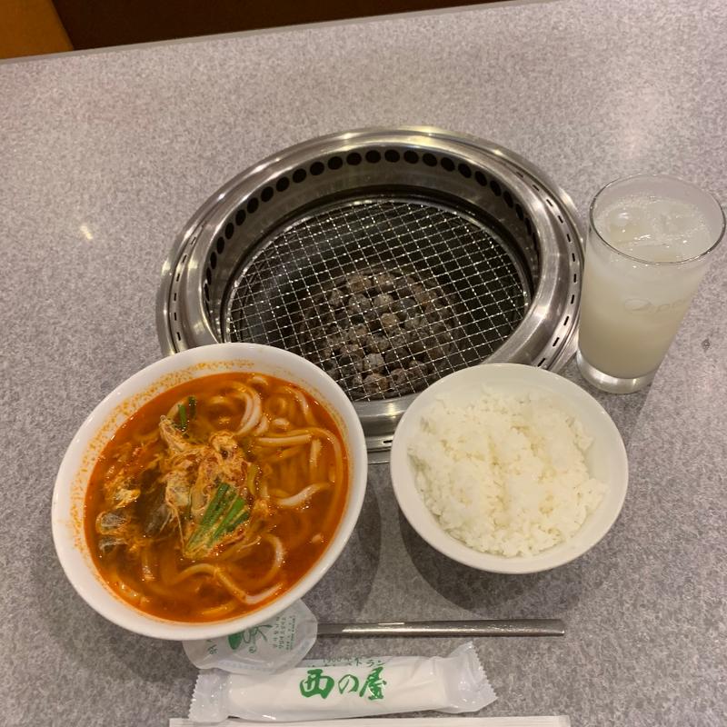 カルビうどんセット(焼肉 西の屋)