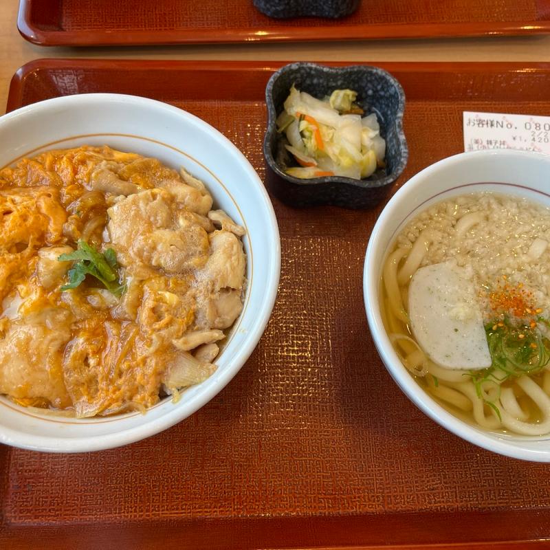 親子丼・小うどん京風つけものセット(なか卯 福岡小田部店)