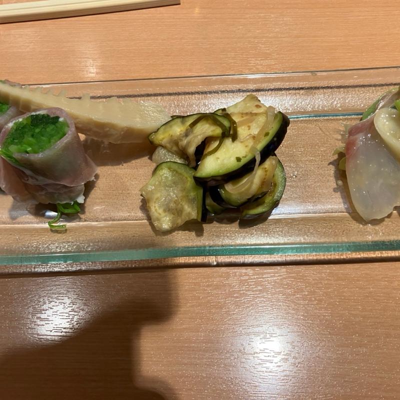 おばんざいプレート（壬生菜の生ハム巻き、丸茄子の浅漬け、九条ねぎと鯛の酢味噌和え）(ヱビスバー 札幌アピア店 (YEBISU BAR Sapporo Apia))