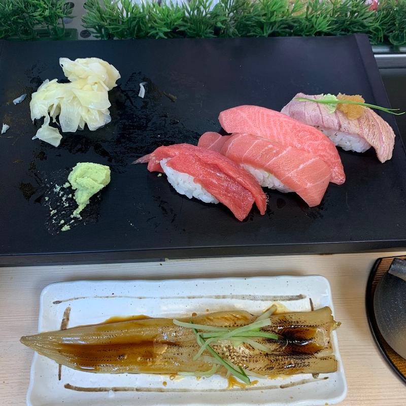 にぎり（上穴子・赤身・中トロ・大トロ・あぶりとろ）(すしざんまい 川崎店)