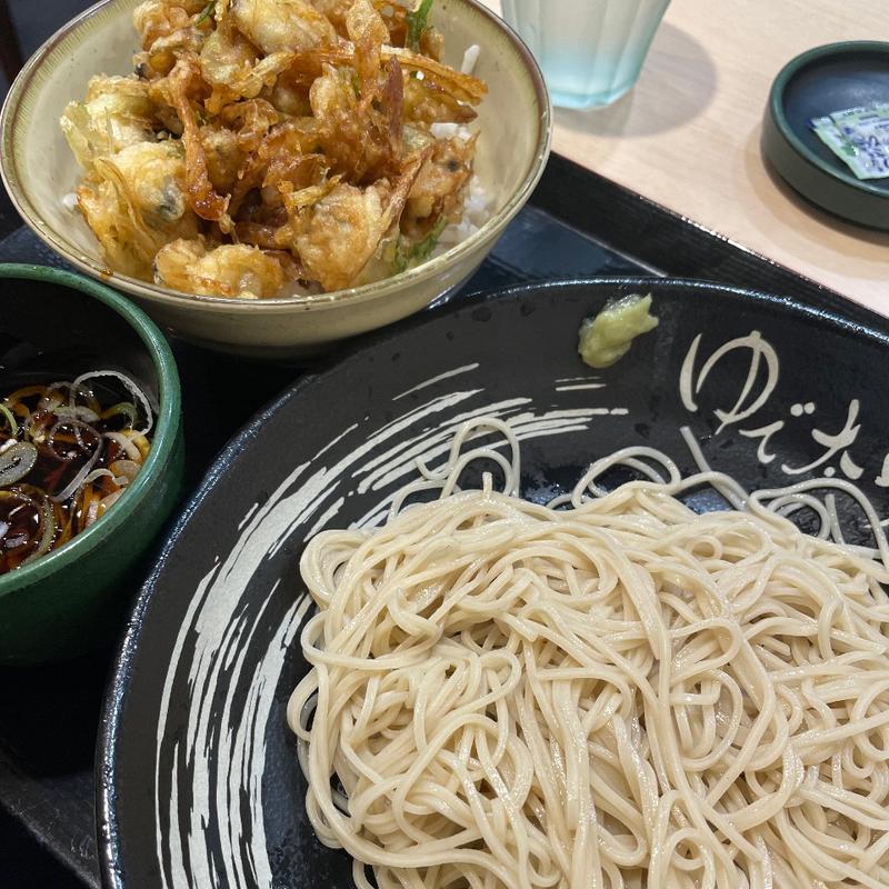 あさりと葱のかき揚げ丼ともり蕎麦(ゆで太郎 銀座５丁目店)