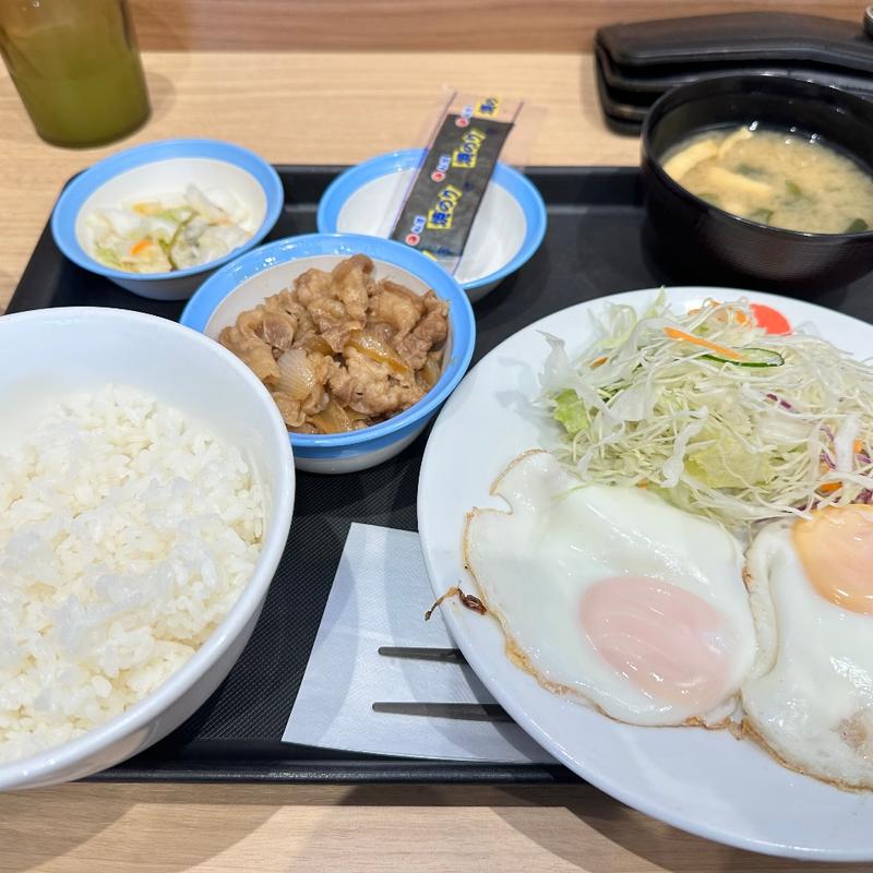 ソーセージエッグW定食 牛小鉢(松屋 八街店 )