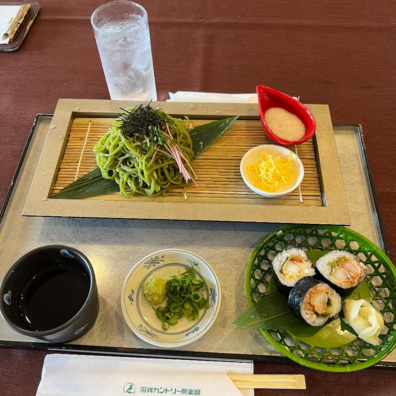 月例メニュー(茶そばと海老天巻き寿司)(滋賀カントリー倶楽部レストラン )