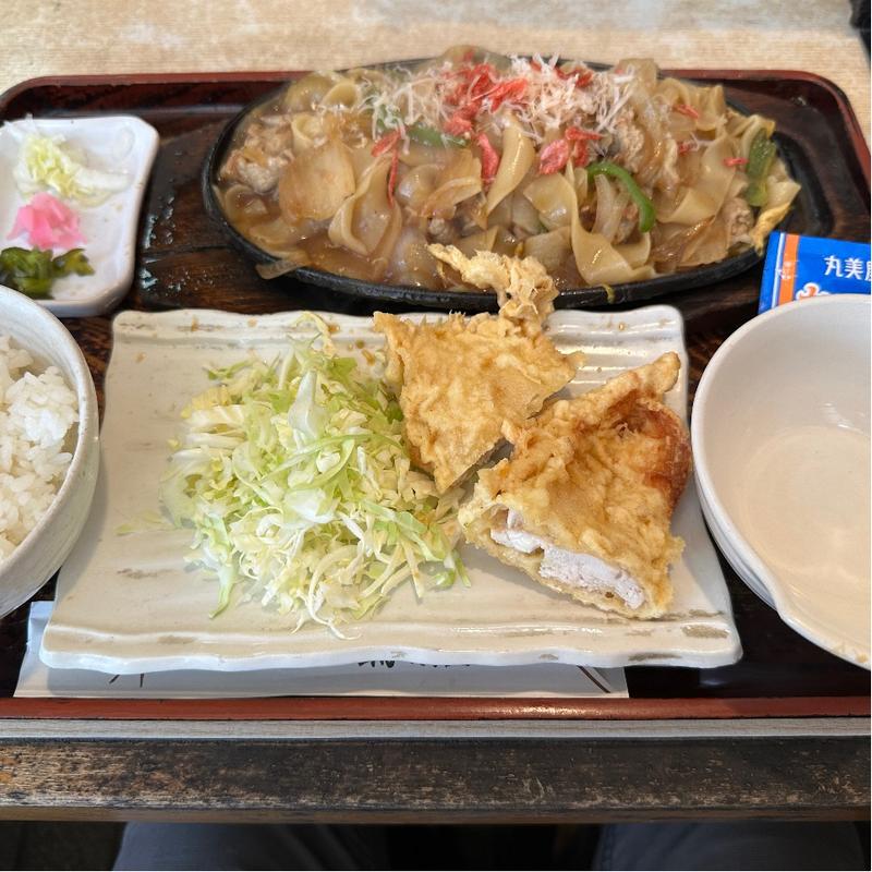 焼き太きしめんランチ(朝日屋)