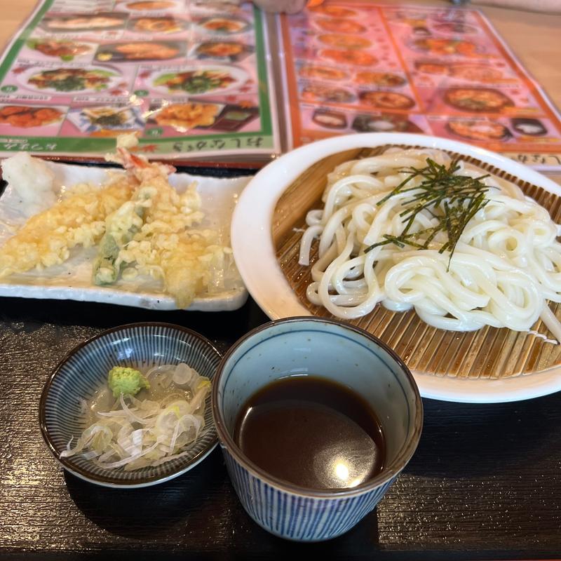 エビ天冷たい讃岐うどん(湘南天然温泉 湯乃蔵ガーデン)